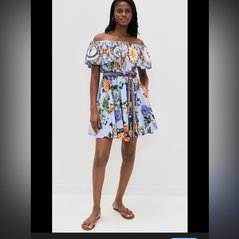 NEW Camilla Luscious in Lisbon Floral Off-Shoulder Frill Resort Dress Sz XS US4 - Picture 7 of 13